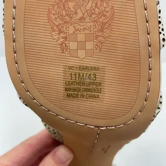 Vince Camuto | Earlena SZ US 11 NWOB Mesh Cut Leather Square Toe Cream Heels - Picture 11 of 13